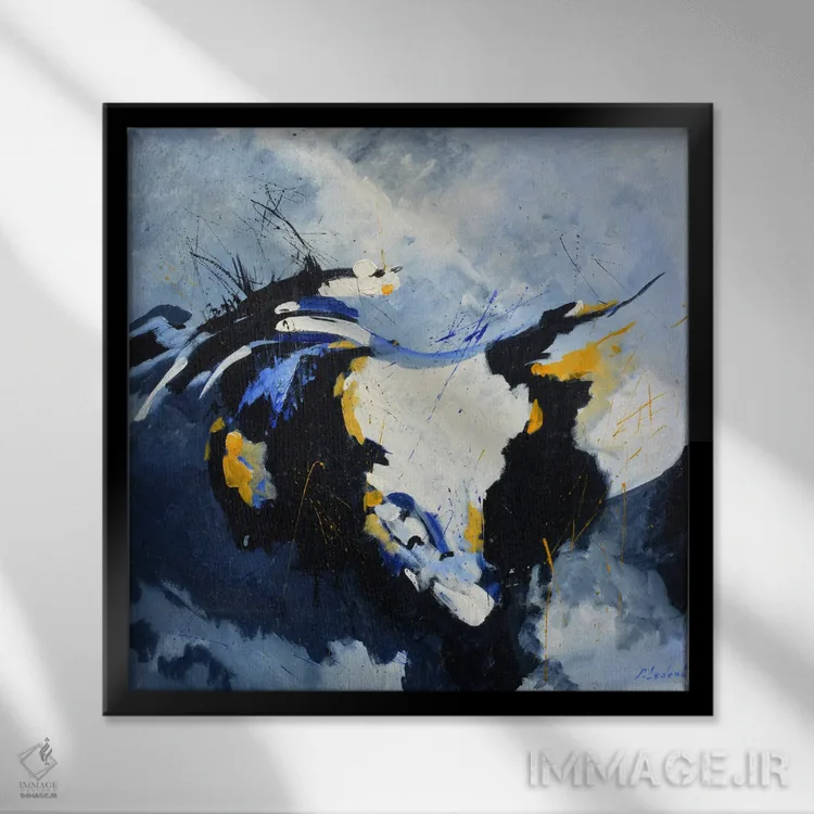 تابلو انتزاعی سر گاو انتزاعی اثر پل لدنت - نمای قابدار مشکی