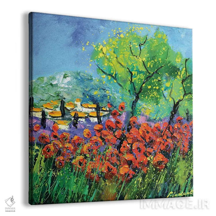 تابلو انتزاعی شقایق های قرمز در پروانس اثر پل لدنت - نمای پرسپکتیو محصول