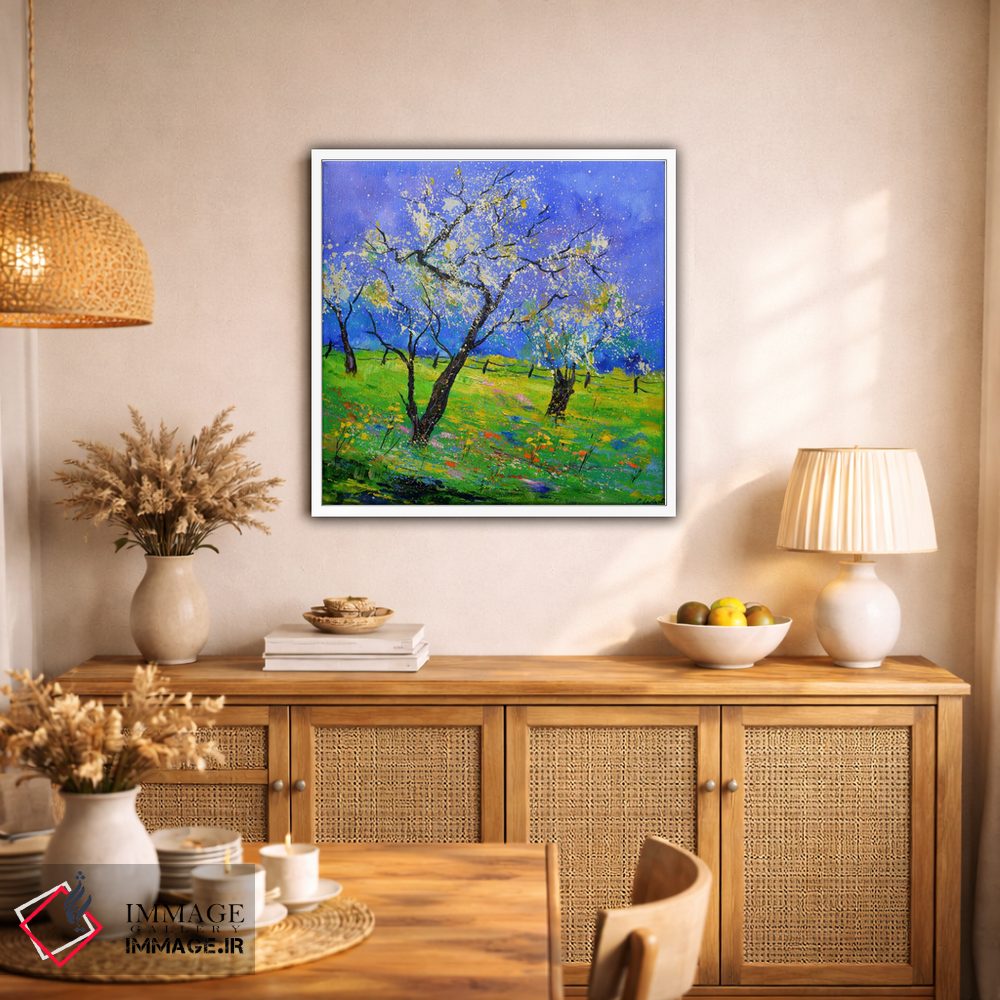 تابلو دکوراتیو درختان شکوفه دار در روستای من اثر پل لدنت - D1W