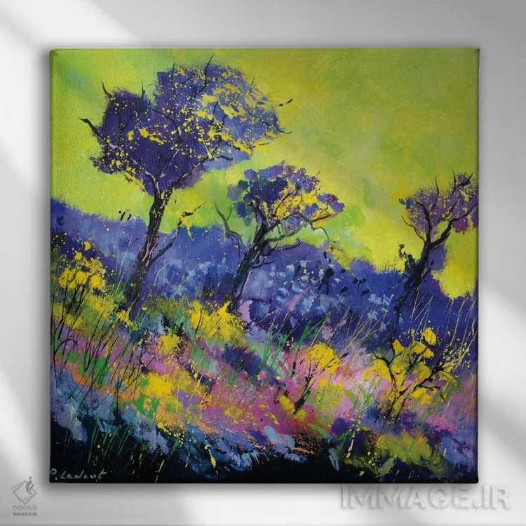 تابلو انتزاعی باغ افسون شده اثر پل لدنت - نمای روبهرو روی دیوار