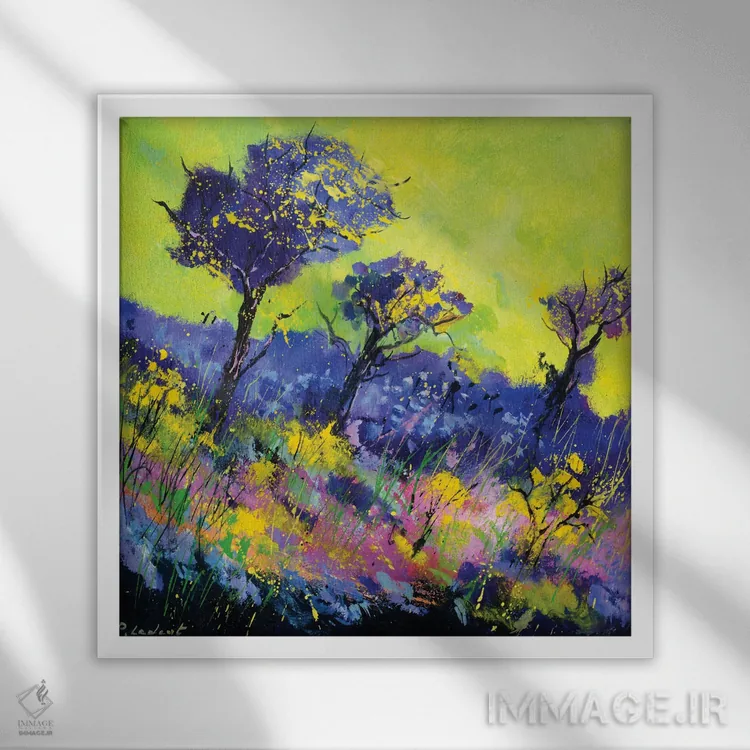 تابلو انتزاعی باغ افسون شده اثر پل لدنت - نمای قابدار سفید