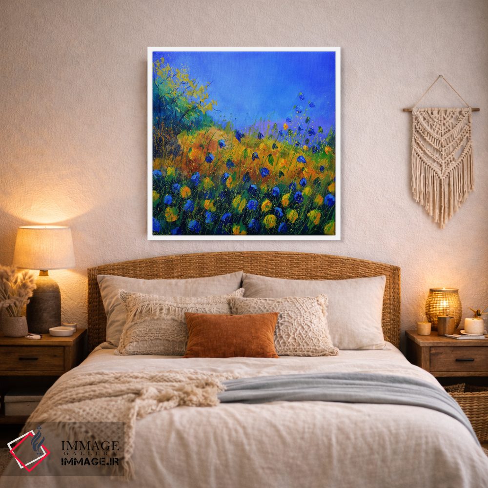 تابلو انتزاعی گل های آبی و زرد اثر پل لدنت - D2W