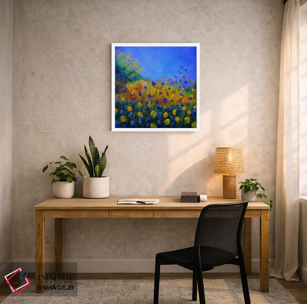 تابلو انتزاعی گل های آبی و زرد اثر پل لدنت - D4W