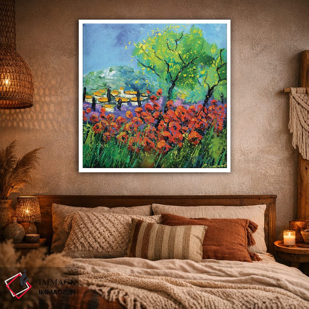 تابلو انتزاعی شقایق های قرمز در پروانس اثر پل لدنت - D1W