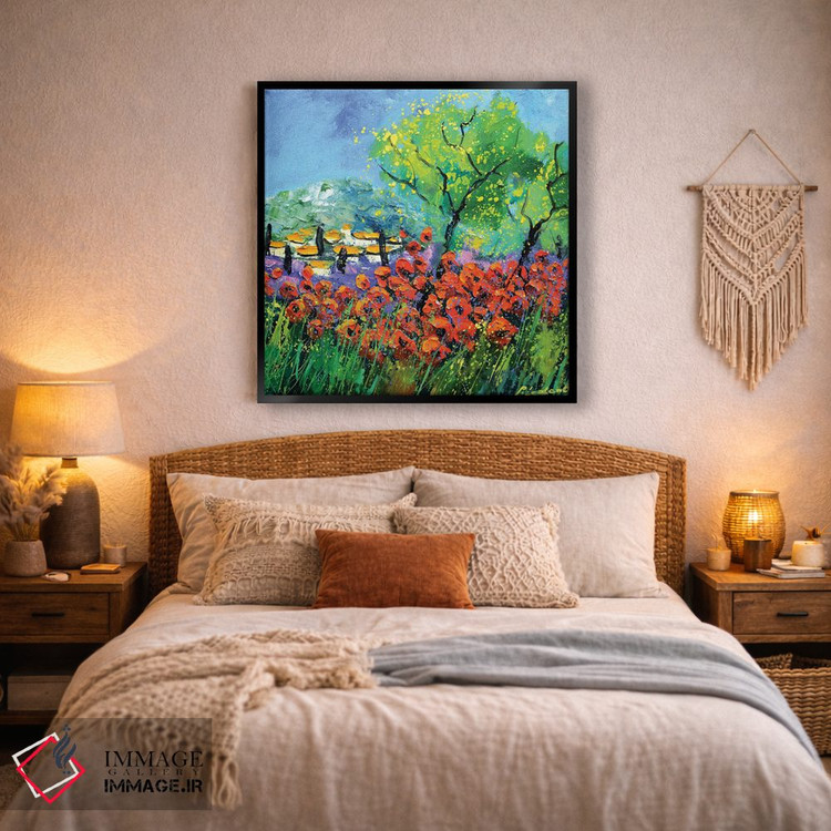 تابلو انتزاعی شقایق های قرمز در پروانس اثر پل لدنت - D3B