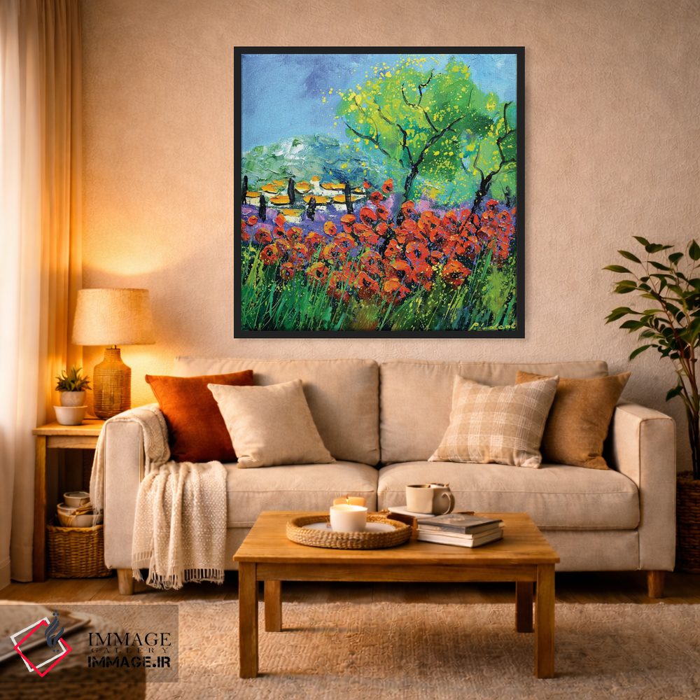 تابلو انتزاعی شقایق های قرمز در پروانس اثر پل لدنت - D2B