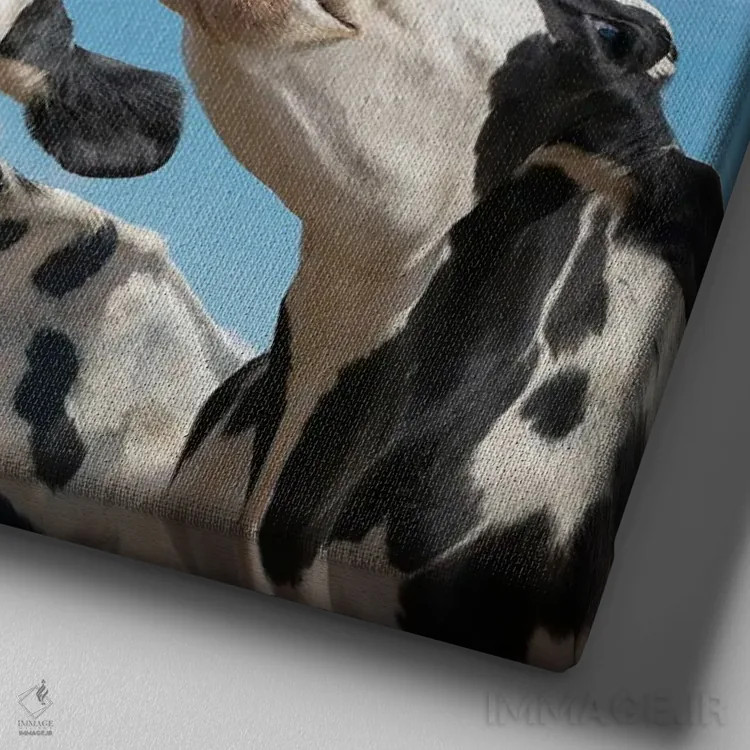 تابلو دکوراتیو همخوانی گاوها اثر لوند روزر - نمای نزدیک بافت بوم