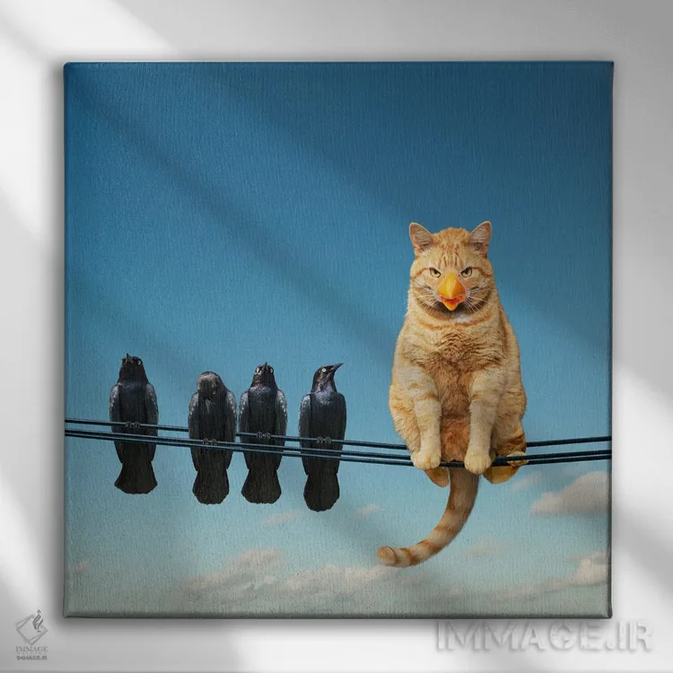 تابلو دکوراتیو گربه باهوش اثر لوند روزر - نمای روبهرو روی دیوار