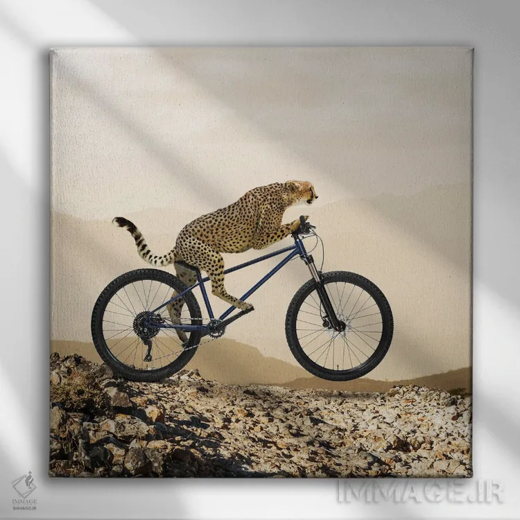 تابلو دکوراتیو سواری با یوزپلنگ I اثر لوند روزر - نمای روبهرو روی دیوار