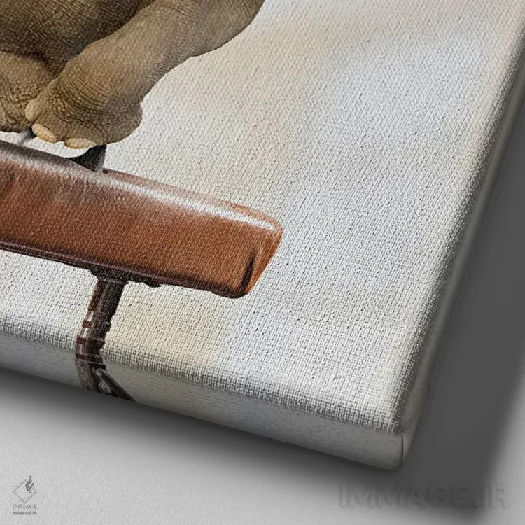 تابلو دکوراتیو فیل سوار بر اسب اثر لوند روزر - نمای نزدیک بافت بوم