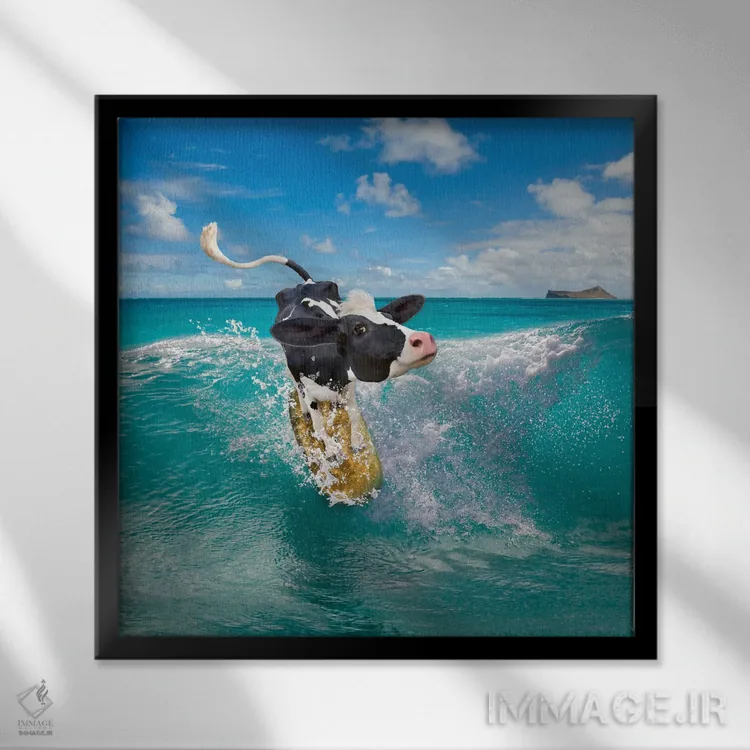 تابلو دکوراتیو کوا بونگا اثر لوند روزر - نمای قابدار مشکی