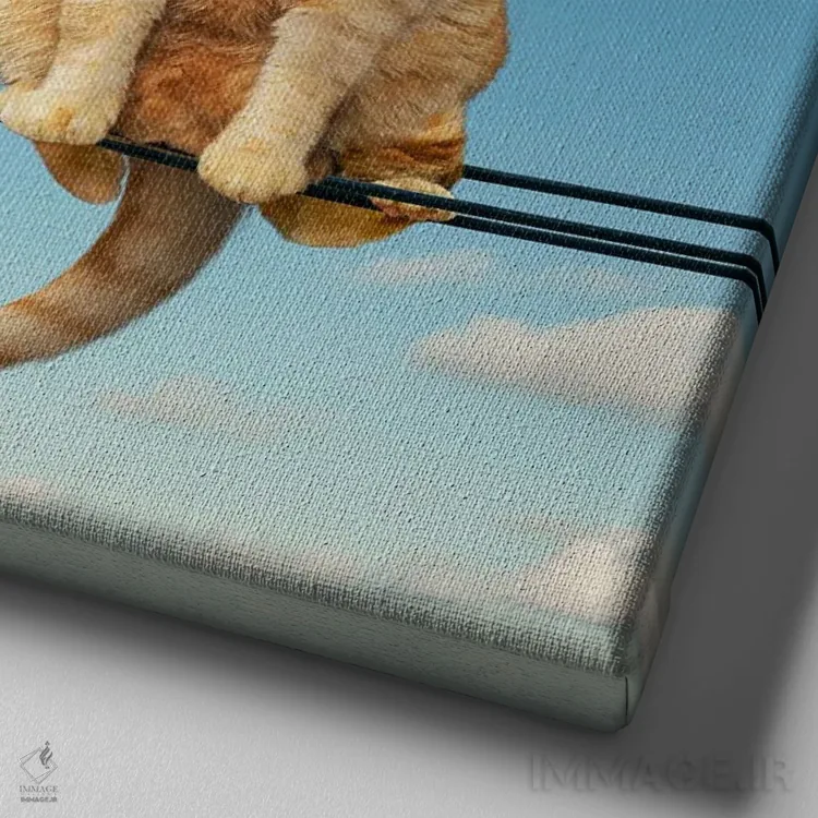 تابلو دکوراتیو گربه باهوش اثر لوند روزر - نمای نزدیک بافت بوم