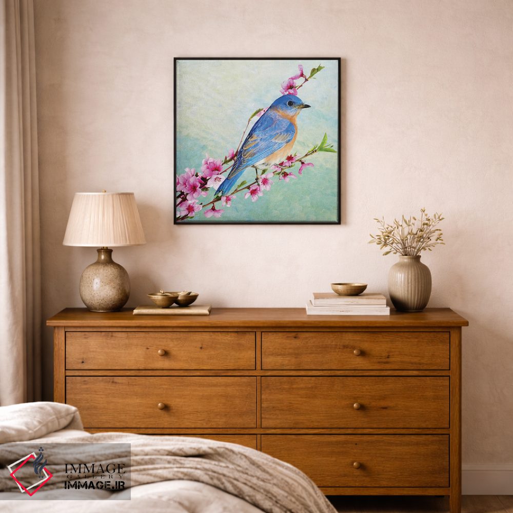 تابلو دکوراتیو مرغ آبی نر درخت گیلاس اثر لورا دی یانگ - D1B