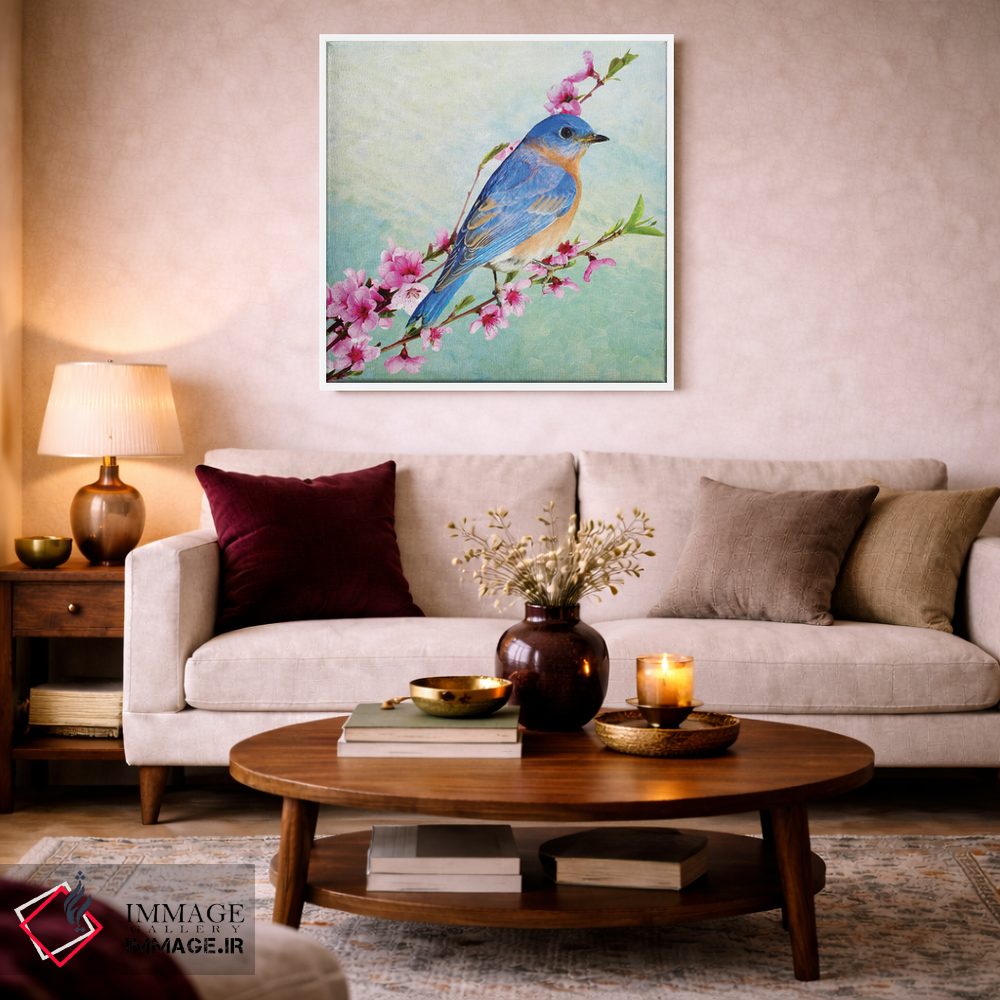 تابلو دکوراتیو مرغ آبی نر درخت گیلاس اثر لورا دی یانگ - D3W