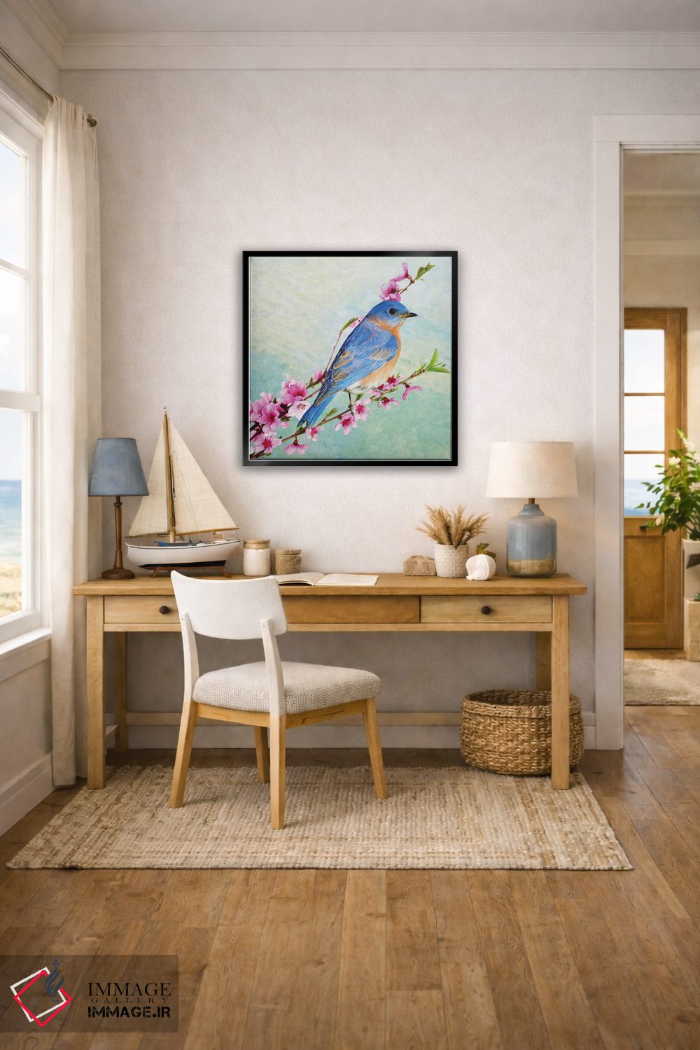 تابلو دکوراتیو مرغ آبی نر درخت گیلاس اثر لورا دی یانگ - D5B