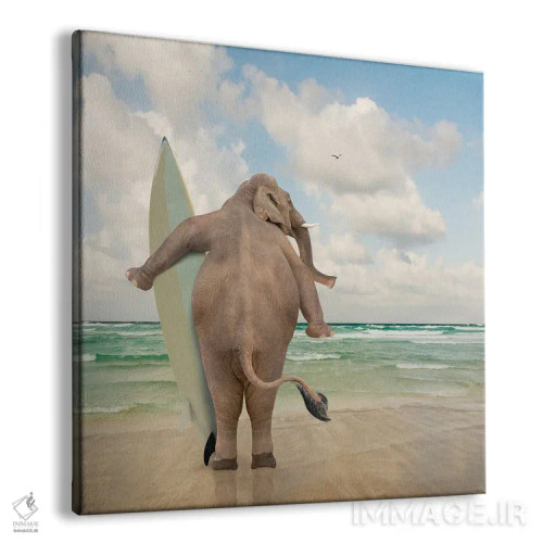 تابلو دکوراتیو فیل موج سوار اثر لوند روزر - نمای پرسپکتیو محصول