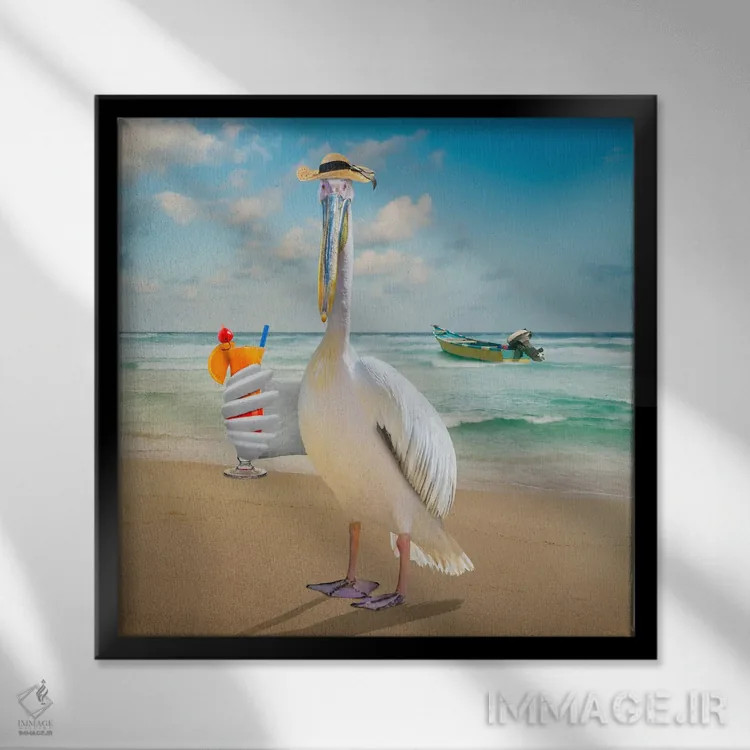 تابلو دکوراتیو پرنده ساحلی اثر لوند روزر - نمای قابدار مشکی