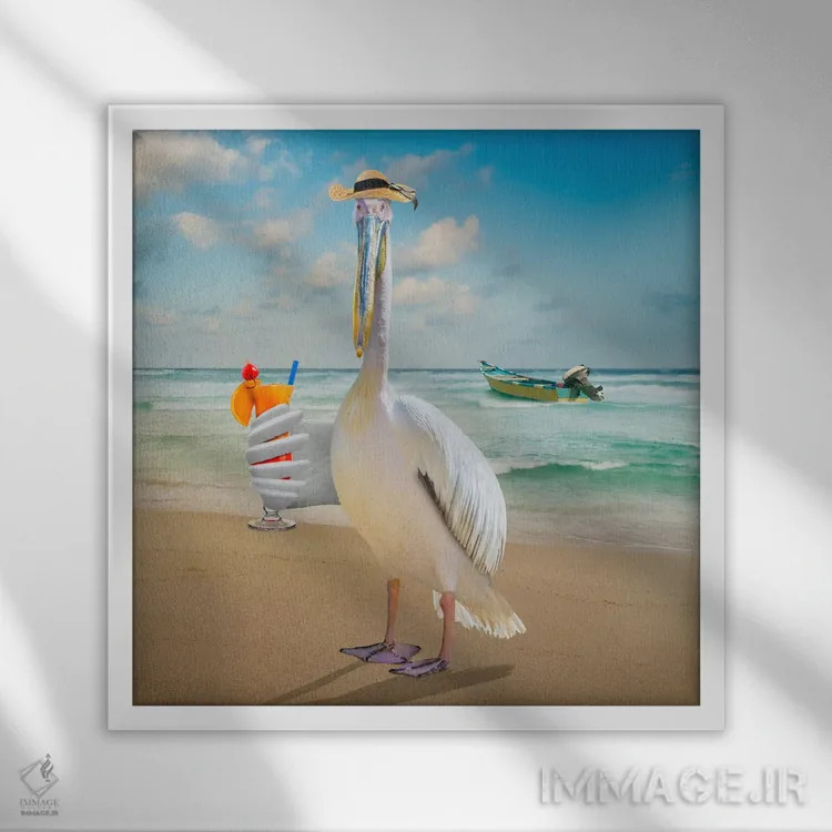 تابلو دکوراتیو پرنده ساحلی اثر لوند روزر - نمای قابدار سفید