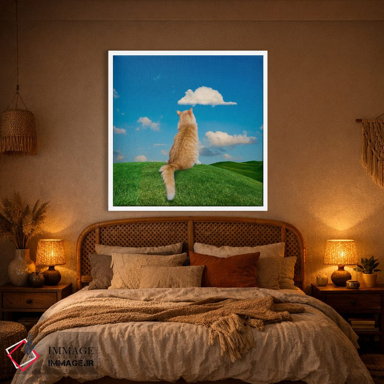 تابلو دکوراتیو گربه در حال خیال پردازی اثر لوند روزر - D1W