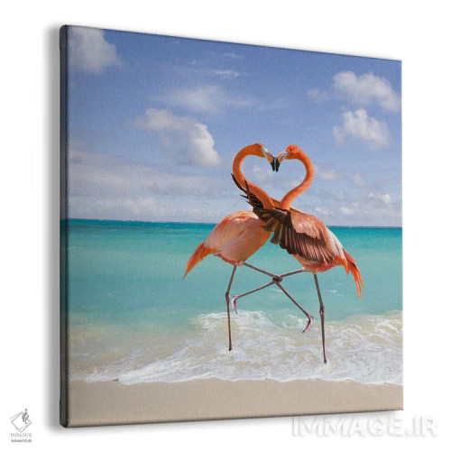 تابلو دکوراتیو عشق فلامینگوها اثر لوند روزر - نمای پرسپکتیو محصول