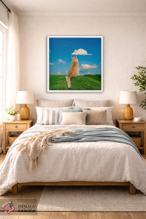 تابلو دکوراتیو گربه در حال خیال پردازی اثر لوند روزر - D4W