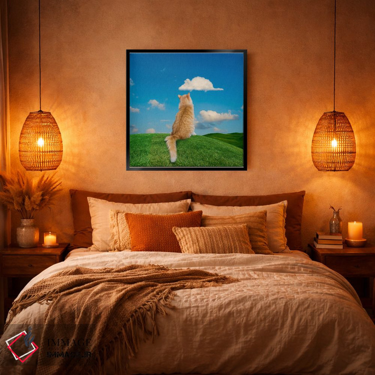 تابلو دکوراتیو گربه در حال خیال پردازی اثر لوند روزر - D6B