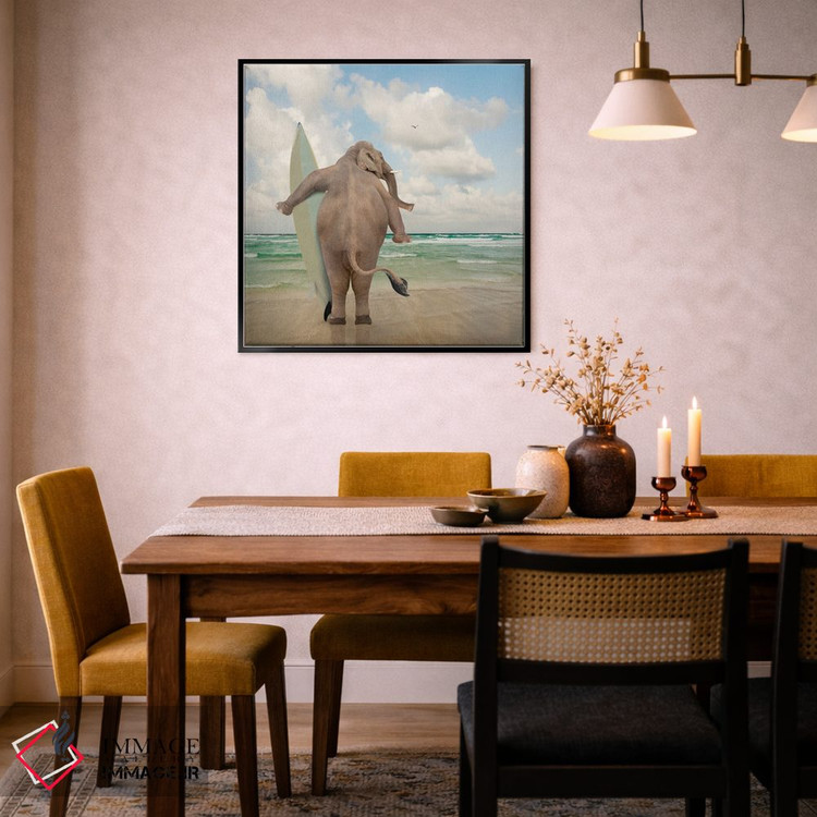تابلو دکوراتیو فیل موج سوار اثر لوند روزر - D6B
