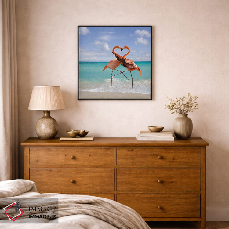 تابلو دکوراتیو عشق فلامینگوها اثر لوند روزر - D1B