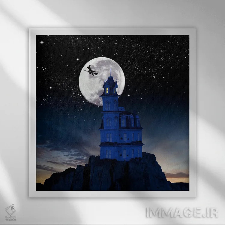 تابلو دکوراتیو پرواز جادوگر اثر لوند روزر - نمای قابدار سفید