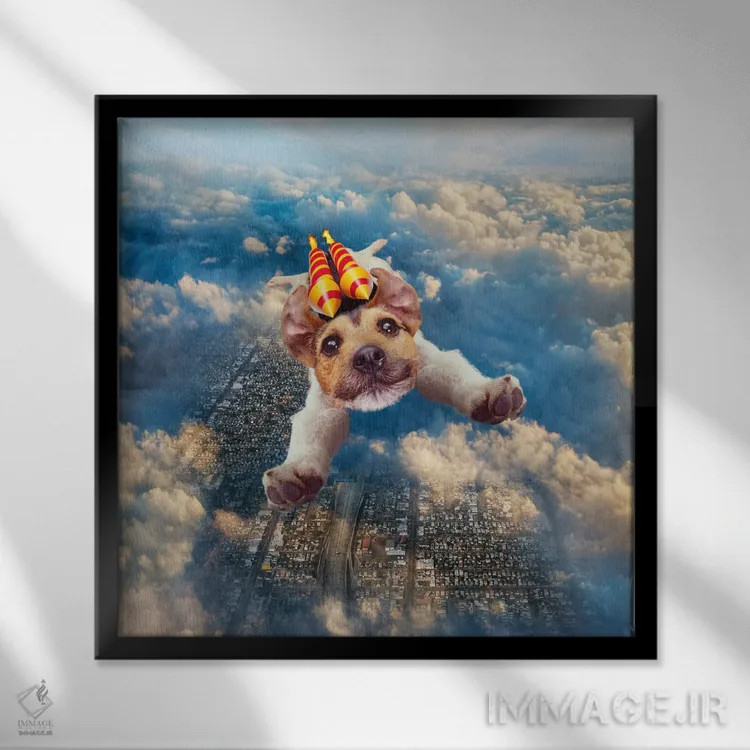 تابلو دکوراتیو سگ موشکی اثر لوند روزر - نمای قابدار مشکی