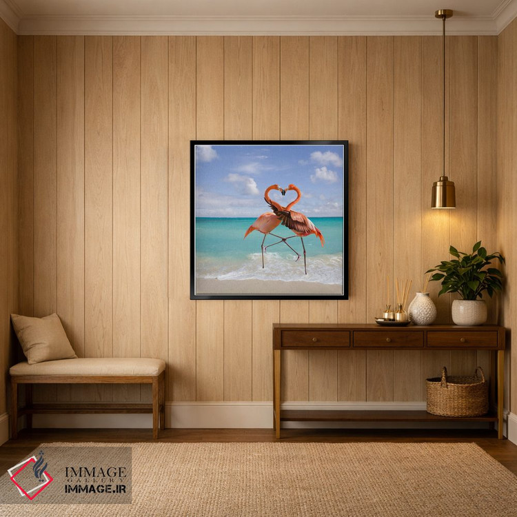 تابلو دکوراتیو عشق فلامینگوها اثر لوند روزر - D4B