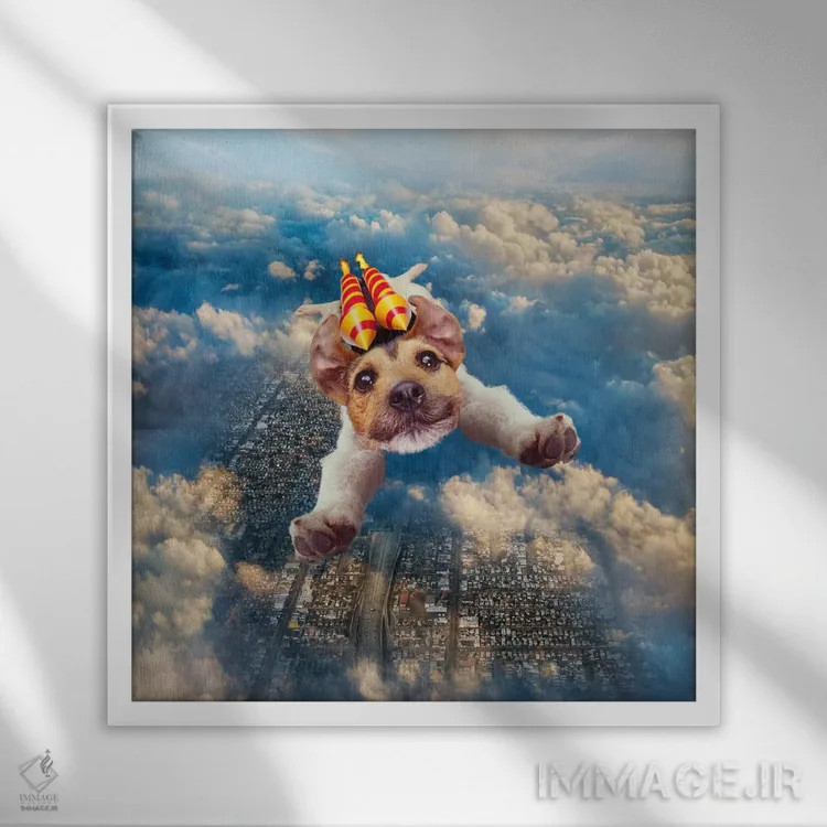 تابلو دکوراتیو سگ موشکی اثر لوند روزر - نمای قابدار سفید