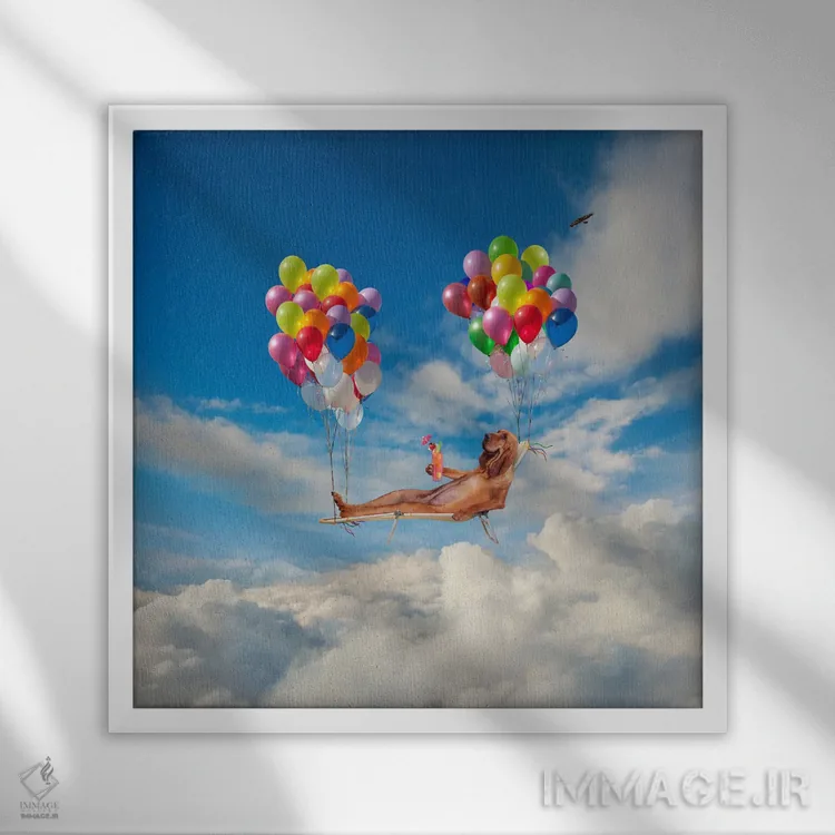 تابلو دکوراتیو بازنشستگی سگ شکاری اثر لوند روزر - نمای قابدار سفید