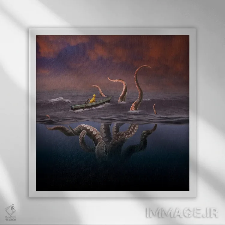 تابلو دکوراتیو صبح سرخ اثر لوند روزر - نمای قابدار سفید