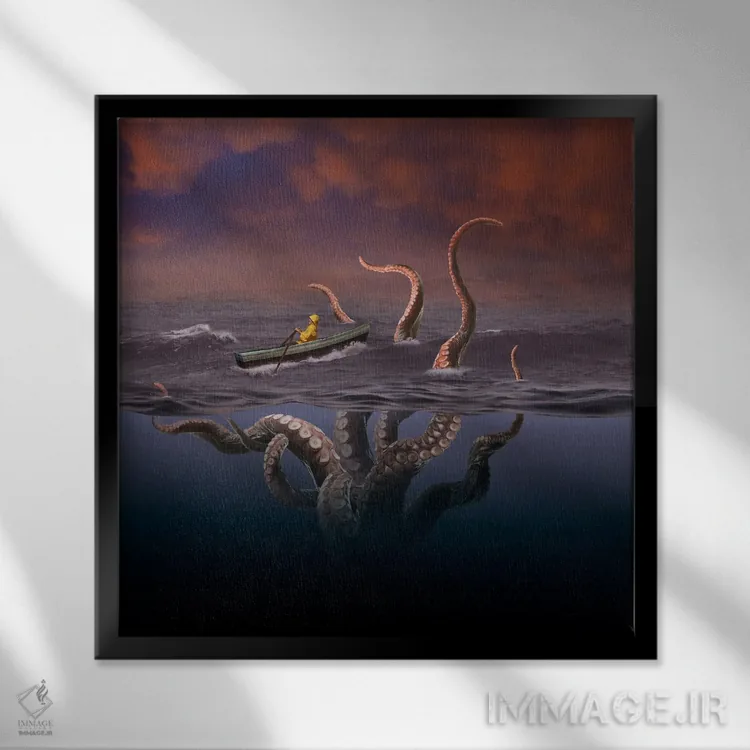 تابلو دکوراتیو صبح سرخ اثر لوند روزر - نمای قابدار مشکی