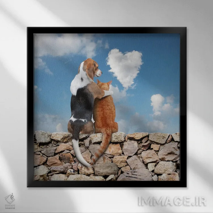 تابلو دکوراتیو عشق در هوا اثر لوند روزر - نمای قابدار مشکی