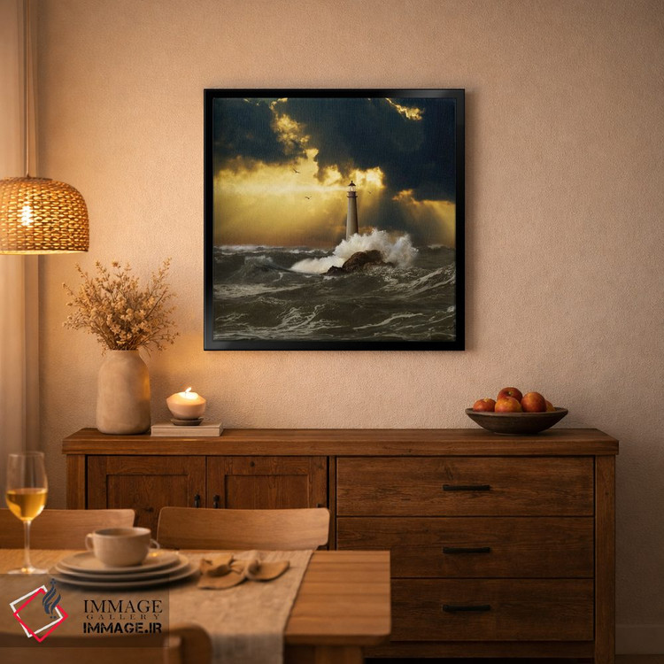 تابلو دکوراتیو فانوس دریایی در طوفان آرام شونده اثر لوند روزر - D2B