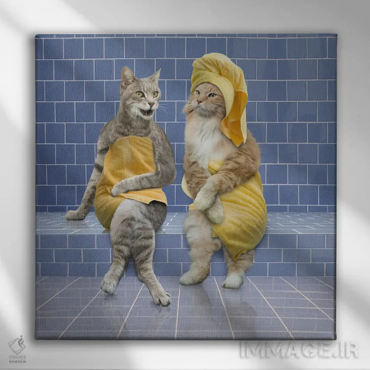 تابلو دکوراتیو گربه های بخارآلود اثر لوند روزر - نمای روبهرو روی دیوار