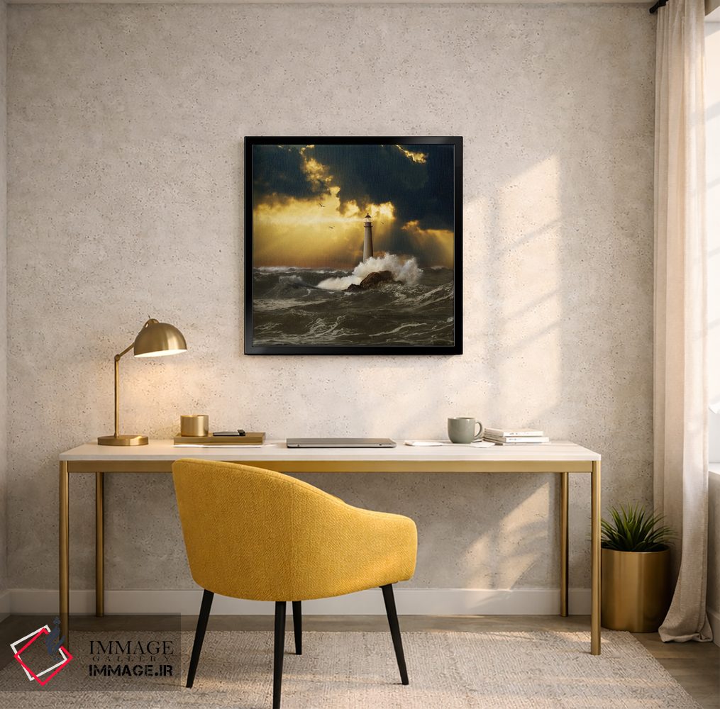 تابلو دکوراتیو فانوس دریایی در طوفان آرام شونده اثر لوند روزر - D5B