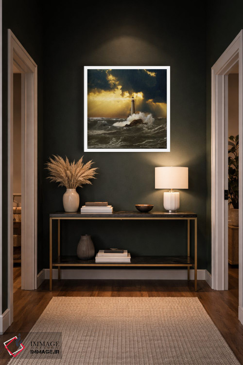 تابلو دکوراتیو فانوس دریایی در طوفان آرام شونده اثر لوند روزر - D4W