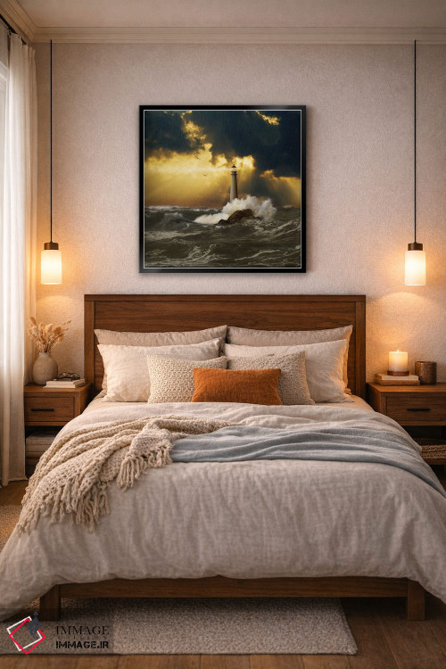 تابلو دکوراتیو فانوس دریایی در طوفان آرام شونده اثر لوند روزر - D6B