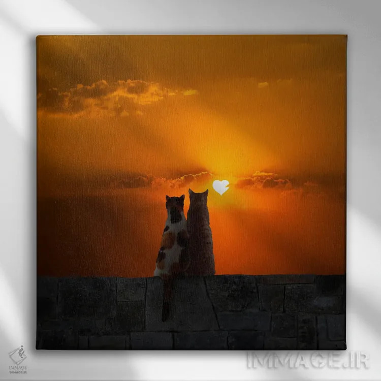 تابلو دکوراتیو عشق در غروب اثر لوند روزر - نمای روبهرو روی دیوار
