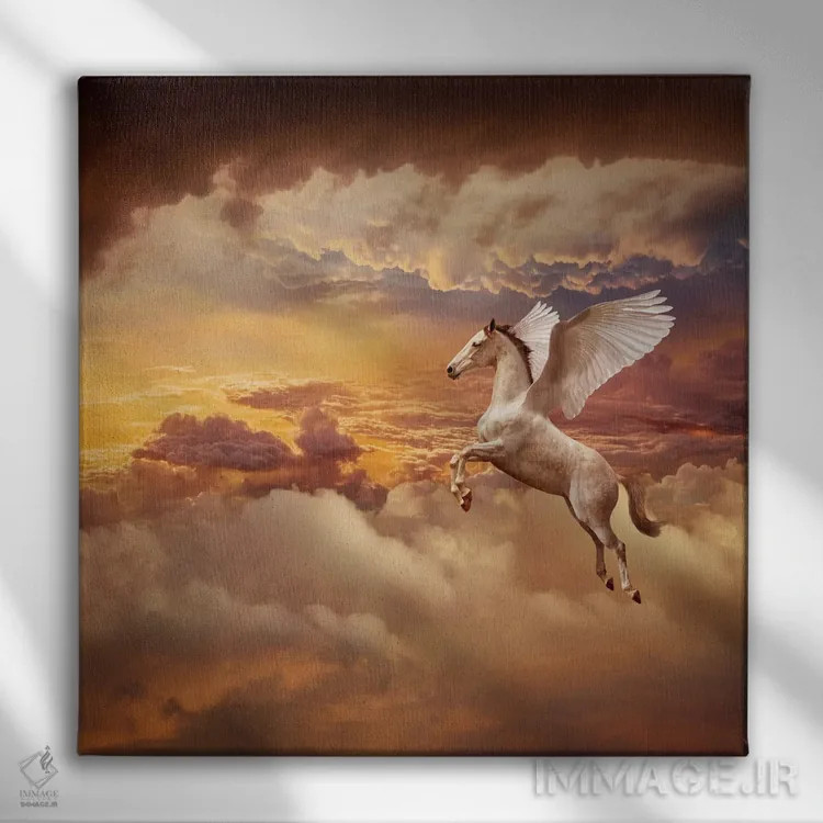 تابلو دکوراتیو پگاسوس در غروب اثر لوند روزر - نمای روبهرو روی دیوار