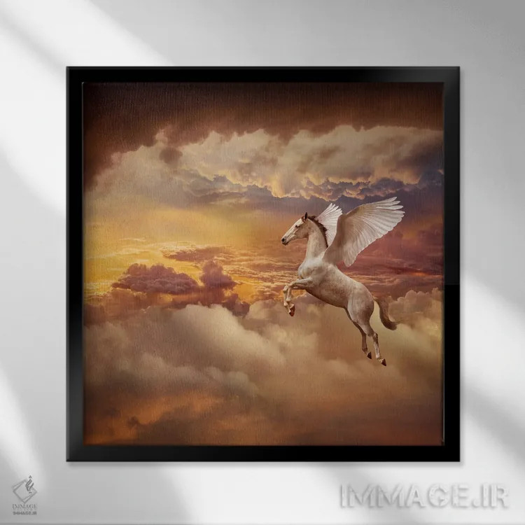تابلو دکوراتیو پگاسوس در غروب اثر لوند روزر - نمای قابدار مشکی