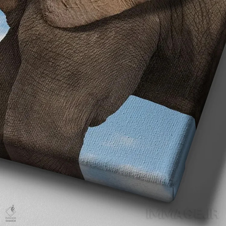 تابلو دکوراتیو دوستی فیل و موش اثر لوند روزر - نمای نزدیک بافت بوم