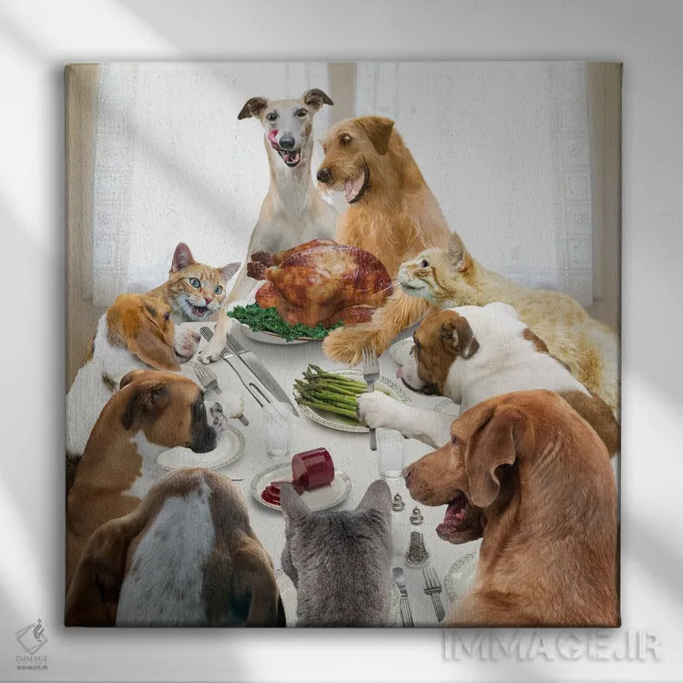تابلو دکوراتیو ضیافت شکرگزاری اثر لوند روزر - نمای روبهرو روی دیوار