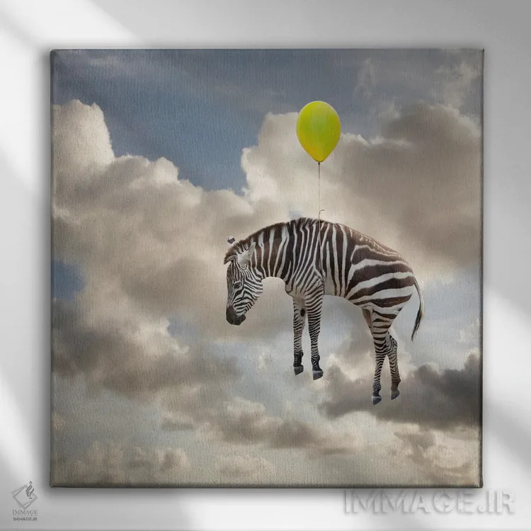 تابلو دکوراتیو شناور گورخری اثر لوند روزر - نمای روبهرو روی دیوار