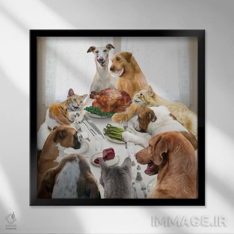 تابلو دکوراتیو ضیافت شکرگزاری اثر لوند روزر - نمای قابدار مشکی