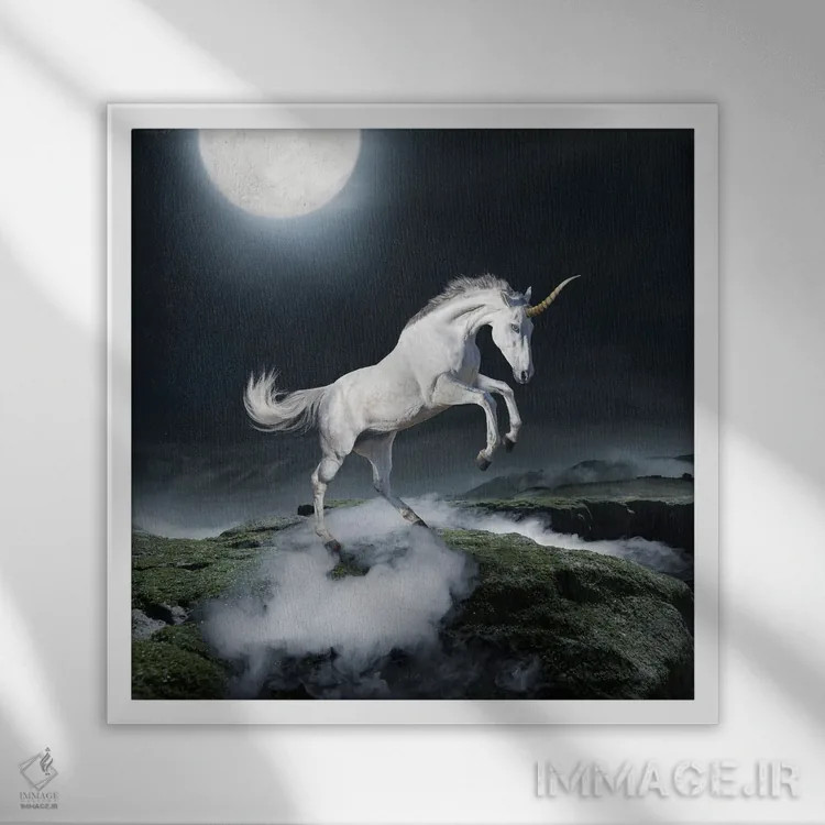 تابلو دکوراتیو تک شاخ نیمه شب اثر لوند روزر - نمای قابدار سفید