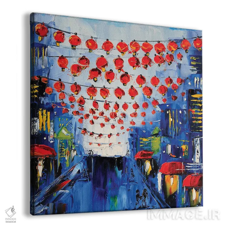 تابلو دکوراتیو محله چینی ها اثر لیزا الی - نمای پرسپکتیو محصول